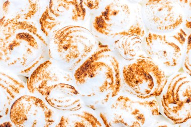 Tatlı beze pasta tart arka plan üzerinde Üstten Görünüm.