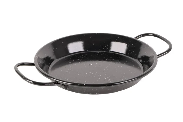 Vazio Espanhol Paella Pan Fundo Branco — Fotografia de Stock