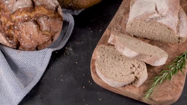 Fresh Bread Kitchen Counter Top Homemade Bread — Stock Video