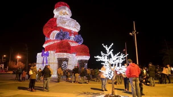 Agueda Πορτογαλία Circa Δεκεμβρίου 2018 Κόσμους Μεγαλύτερο Santa Claus Ύψος — Αρχείο Βίντεο