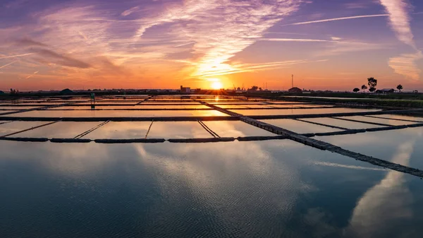 Sunset View Salt Flats Aveiro Portugal — Stock Photo, Image