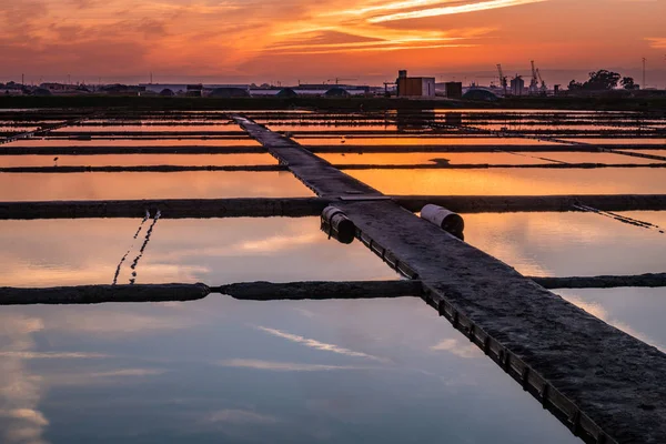 Vista Del Atardecer Sobre Los Salares Aveiro Portugal —  Fotos de Stock