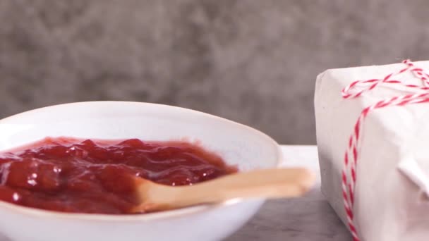 Galletas Caseras Navidad Con Relleno Mermelada Frutas Azúcar Helada — Vídeo de stock