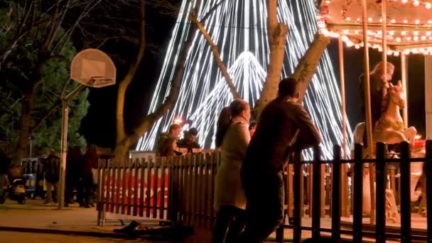 Aveiro Portugal Circa December 2018 Fonte Novas Trädgård Med Julmarknad — Stockvideo