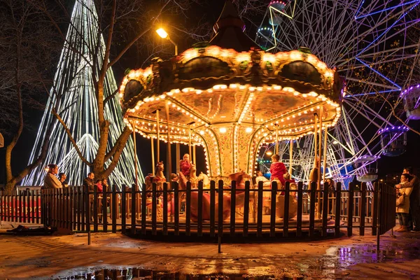 Aveiro Portugal Dezember 2018 Fonte Novas Garten Mit Weihnachtsmarkt Und — Stockfoto