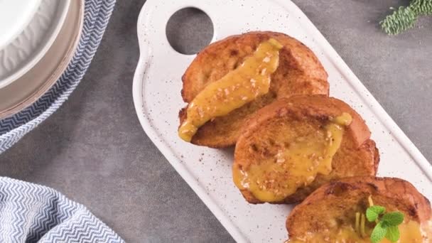 Rabanadas Traditionnelles Noël Torrijas Espagnoles Sur Comptoir Cuisine — Video