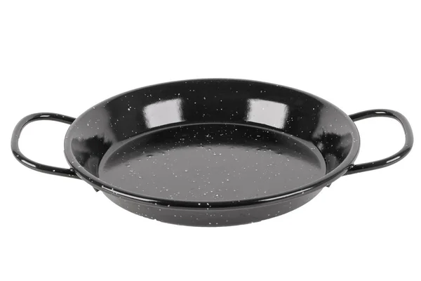 Vazio Espanhol Paella Pan Fundo Branco — Fotografia de Stock