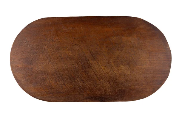 Braun Gebrauchtes Holz Küchenschneidebrett Mit Flecken Isoliert Auf Weißem Hintergrund — Stockfoto