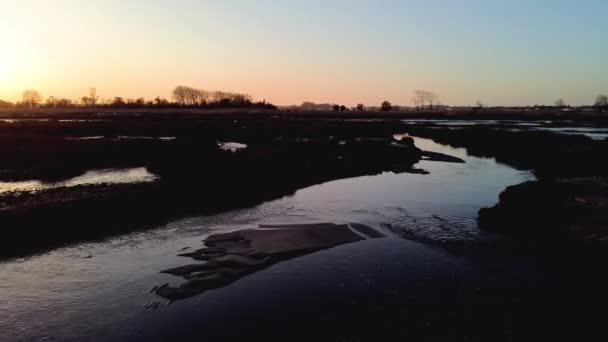 Vista Del Atardecer Ría Aveiro Ovar Portugal — Vídeo de stock