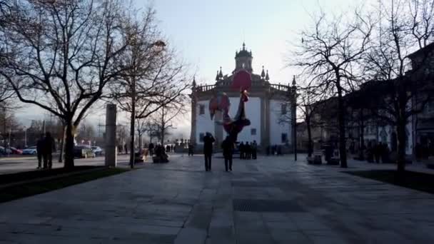 Barcelos Portogallo Circa Gennaio 2019 Veduta Pop Galo Arte Pubblica — Video Stock