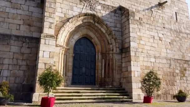 Dettaglio Architettura Della Chiesa Santa Maria Maior Barcelos Con Parrocchie — Video Stock