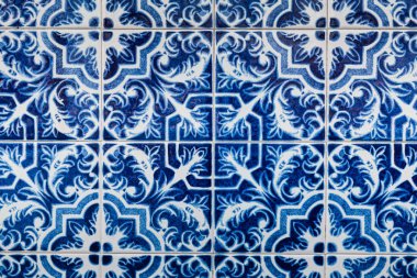 Mavi ve beyaz süslü Portekizce döşer. Geleneksel azulejo desenleri. Basit mandala süsler. Dekoratif seramik karo Lizbon tarzı vektör ayarlayın. Dekoratif maiolica tasarım.