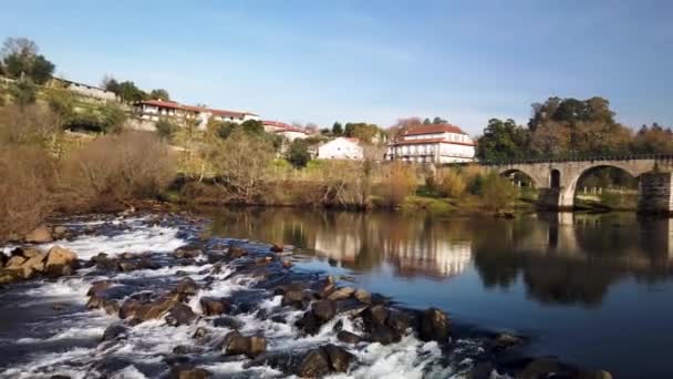 Romaren Överbryggar Ponte Barca Ponte Barca Tillhör Vinho Verde Avgränsade — Stockvideo