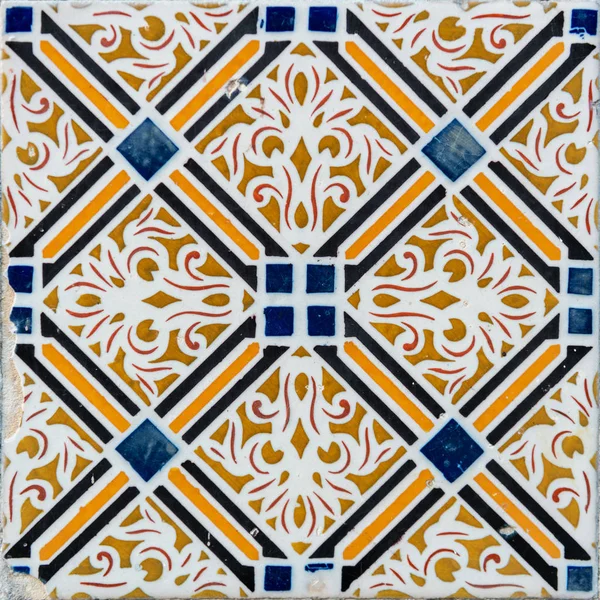 Detalhe Close Azulejos Antigos Portugueses — Fotografia de Stock