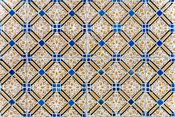 Closeup Detail Old Portuguese Glazed Tiles — Stock Photo, Image