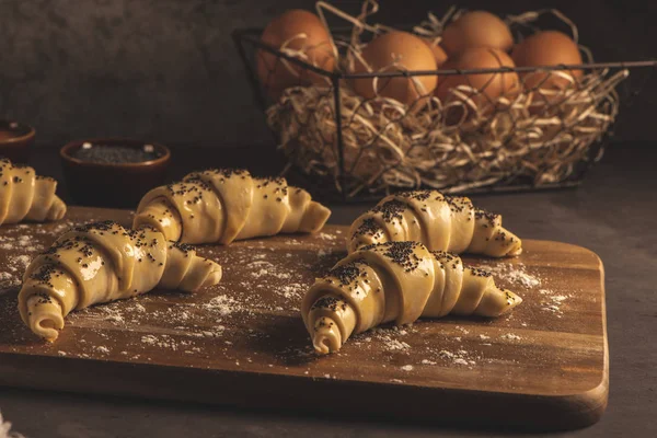 Raw Croissant Ingredients Kitchen Countertop — Stock Photo, Image