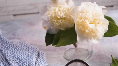 Mutfak Tezgah üzerinde çilek reçeli ile pişmiş kruvasanlar.