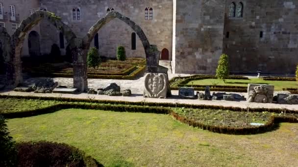 Braga Portugal Circa Febrero 2019 Jardín Santa Bárbara Con Palacio — Vídeo de stock