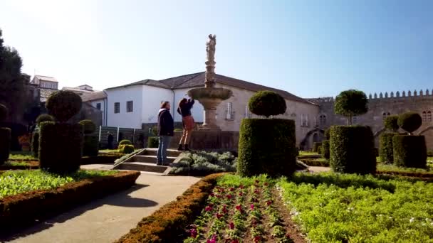 Braga Portugal Circa Février 2019 Jardin Santa Barbara Avec Palais — Video