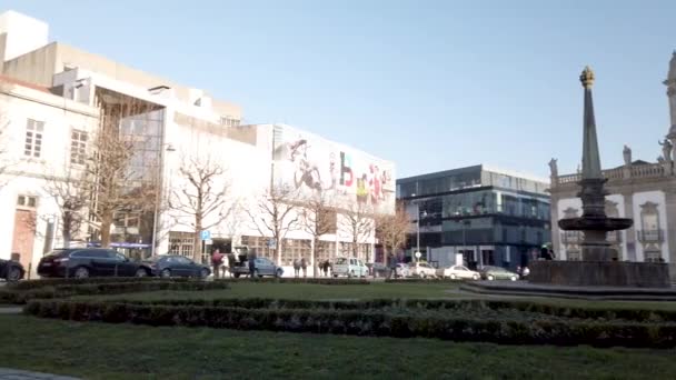 Braga Portugal Circa Febrero 2019 Praca Municipio Braga Downtown North — Vídeo de stock