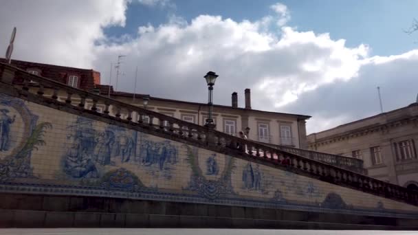 Viseu Portugal Circa Febrero 2019 Vista Antiguo Panel Decorativo Baldosas — Vídeo de stock