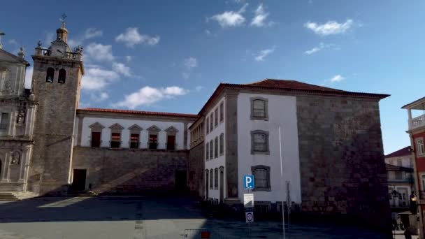 Viseu Portugal Fevereiro Circa 2019 Vista Catedral Edifício Cloister Viseu — Vídeo de Stock