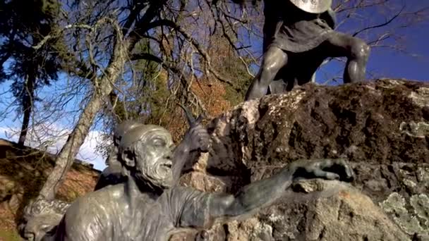 Viseu Portugal Februar 2019 Cava Viriato Statue Lusitanischer Militärchef Führte — Stockvideo