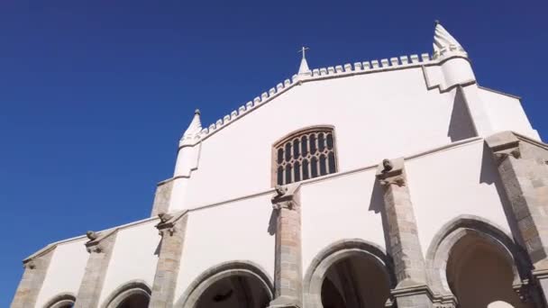 Facciata Della Chiesa San Francesco Evora Portogallo Stile Gotico Con — Video Stock