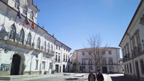 葡萄牙埃沃拉 2019年3月 在葡萄牙埃沃拉市政厅查看 埃沃拉是一个令人愉快的中型城市 并有许多纪念碑 — 图库视频影像