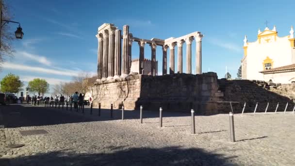 Έβορα Πορτογαλία Γύρω Στις 2019 Μαρτίου Αρχιτεκτονικές Λεπτομέρειες Του Ρωμαϊκού — Αρχείο Βίντεο