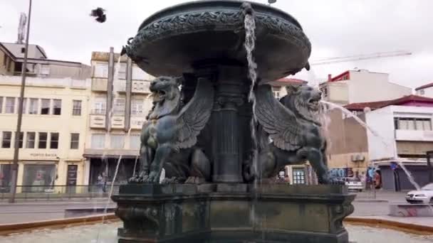 Porto Portugal Circa March 2019 Gomes Teixeira Square Fountain Lions — Stock Video