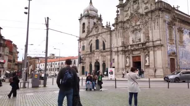 Porto Portekiz Circa Mart 2019 Carmo Carmelitas Kiliseleri Şehirdeki Büyük — Stok video