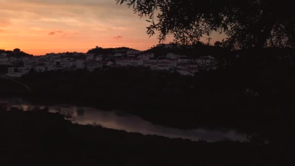 Pôr Sol Mertola Aldeia Portugal Seu Castelo Aldeia Sul Portugal — Vídeo de Stock