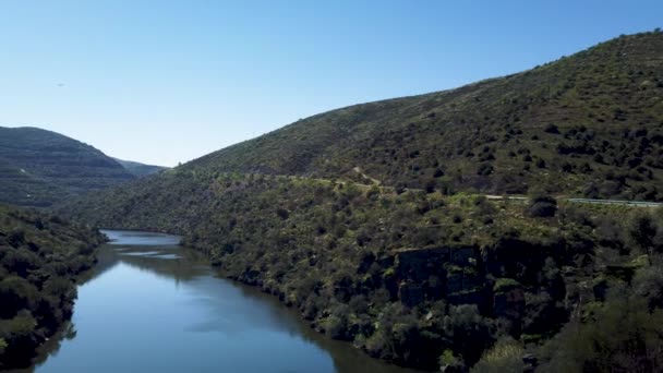 Řeka Douro Vedle Ústí Řeky Coa Obec Vila Nova Foz — Stock video