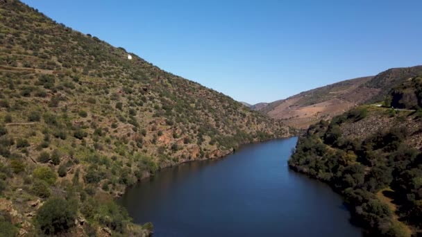 Floden Douro Intill Mynningen Floden Coa Vila Nova Foz Kommun — Stockvideo