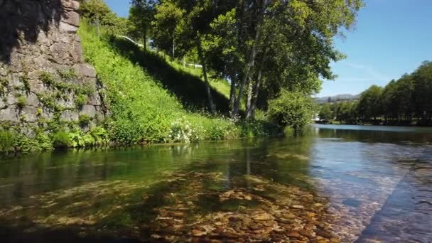 Vez Fluss Und Dorf Arcos Valdevez Auf Minho Portugal — Stockvideo