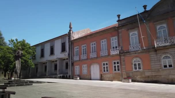 Widok Pelourinho Placu Zabytkowym Centrum Miejscowości Arcos Valdevez — Wideo stockowe