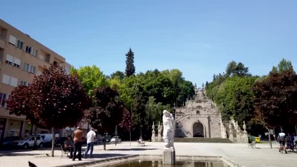 Lamego Portugalsko Cca Květen 2019 Schodiště Svatyně Panny Marie Nápravě — Stock video