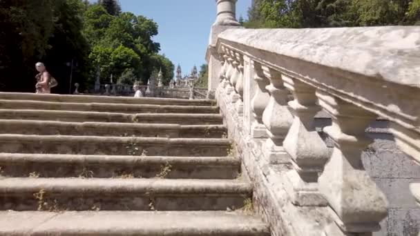 Ламего Португалия Circa 2019 Stairway Sanctuary Mars Remedios Lamego Portugal — стоковое видео