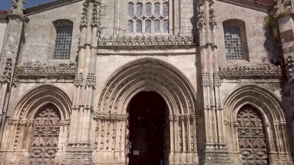 Details Der Hauptfassade Der Kathedrale Von Lamego Portugal — Stockvideo