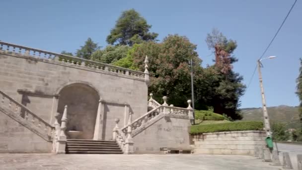 Blick Auf Die Treppe Zum Heiligtum Unserer Dame Der Heilmittel — Stockvideo