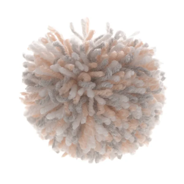 Pink, grey and white wool pom-pom — Stock Photo, Image