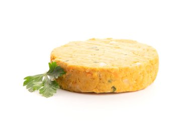 Çiğ vejetaryen burger, nohut ve sebze.