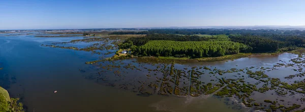 Widok Lotu Ptaka Ribeira Nancinho Pobliżu Laguny Aveiro Pardilho Aveiro — Zdjęcie stockowe