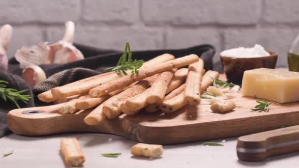 Bâtonnets Pain Grissini Maison Cuits Four Frais Dans Une Boîte — Video