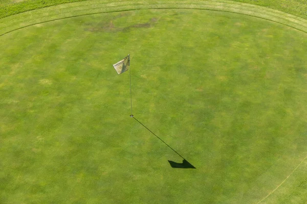Luftaufnahme Eines Golfplatzes Detail Sieht Man Den Rasen Des Lochs — Stockfoto