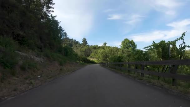 Point View Shot Riding Bicycle Amarante Cycling Trail Portugal Features — Stock Video