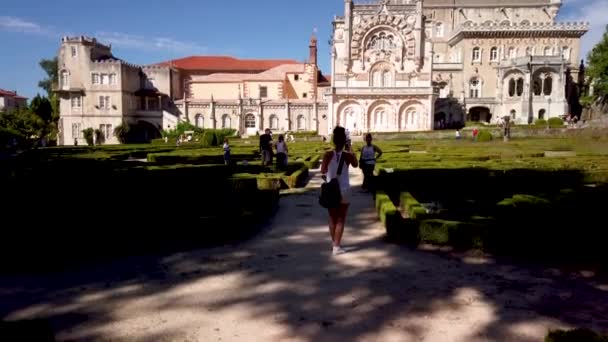 Luso Portugal Circa Ağustos 2020 Portekiz Bahçeli Bucaco Sarayı Bakın — Stok video