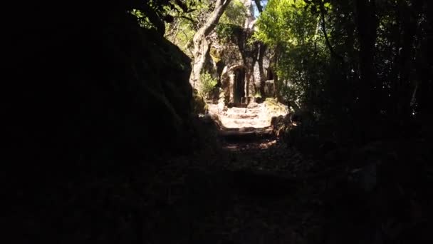 Luso Portugal Circa August 2020 Way Cross Crucis Trail Ancient — стокове відео