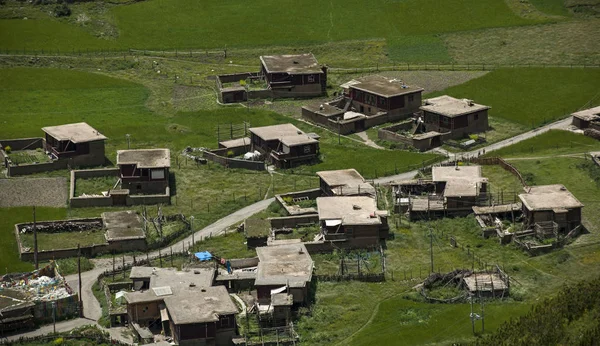 Tibetan Villages Blue Sky Write Cloud — Stock Photo, Image